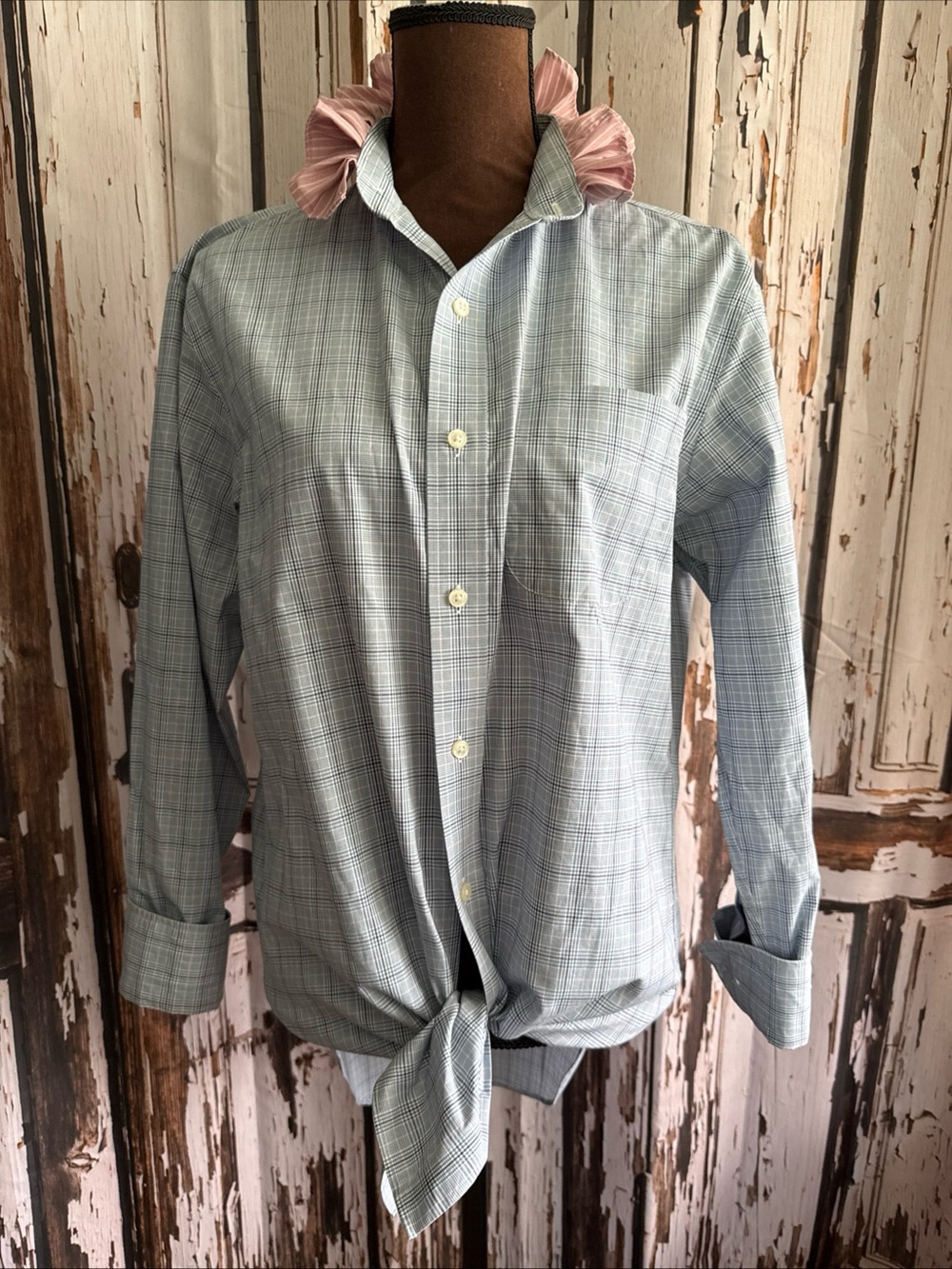 Reworked upcycled ruffle Lauren Ralph Lauren size 15 button up shirt see details